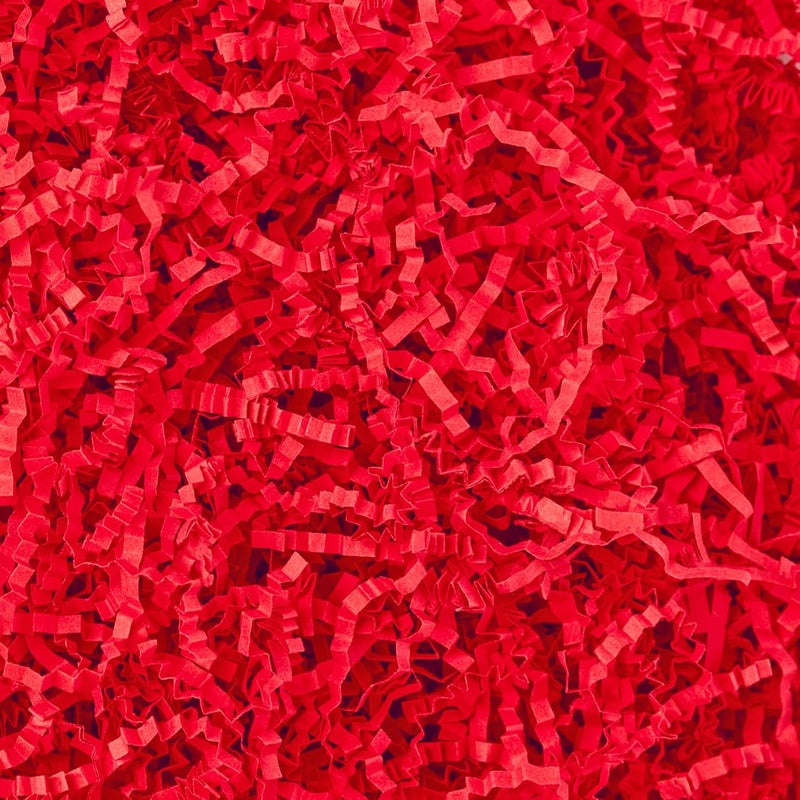 Gloreyan 1/2LB Crinkle Cut Paper Shred, Red Raffia Paper Sherd Filler Grass for Christmas Valentine's Day Easter Gift Wrapping Basket Filling Birthdays Weddings Party Supply - Image 1